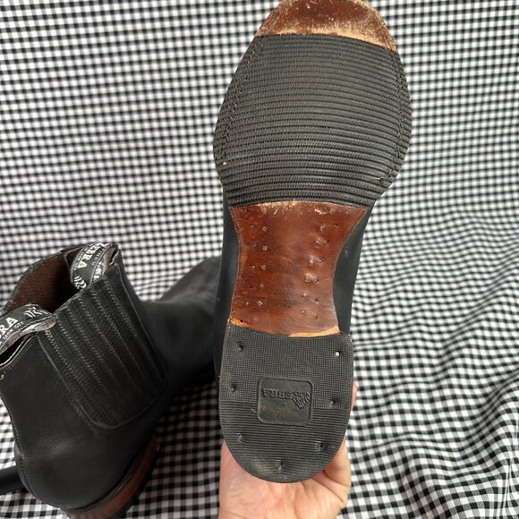 Zebra Men's Black Leather Square Toe Chelsea Cowboy Boots MX Size 29.5 / US 11 - Picture 6 of 7